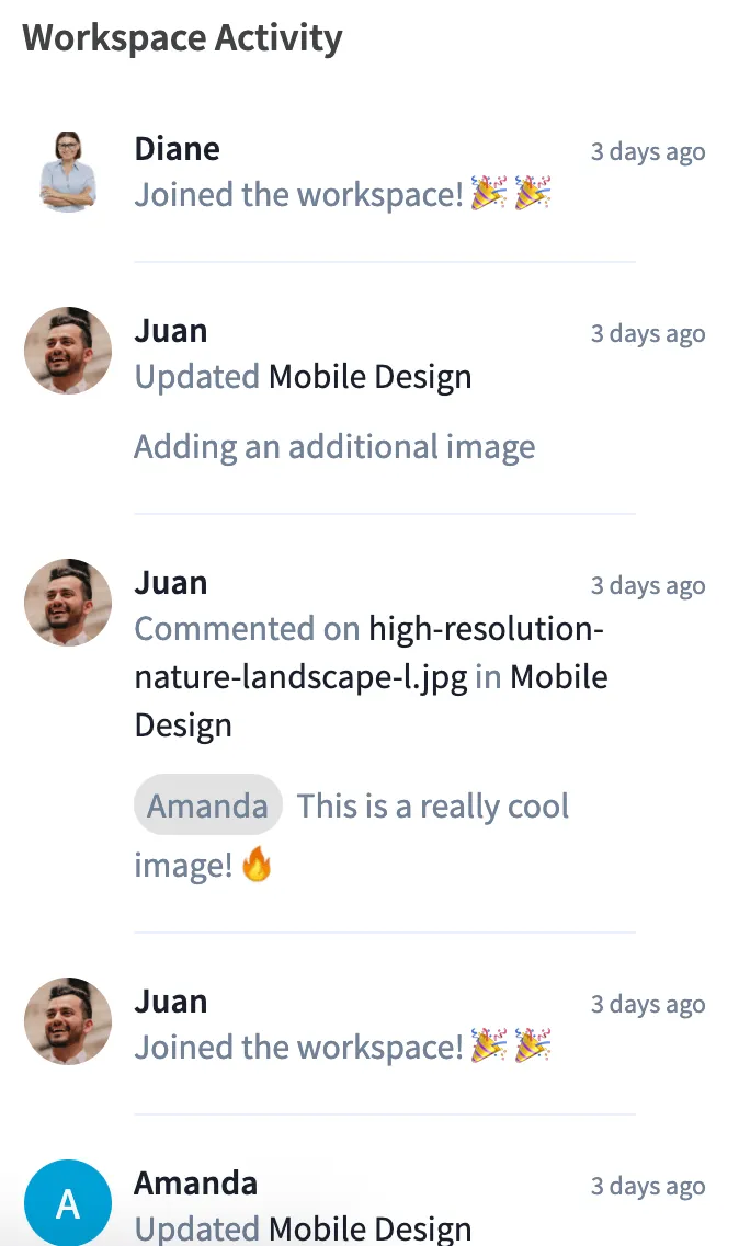 Workspace Activity Feed Zoom